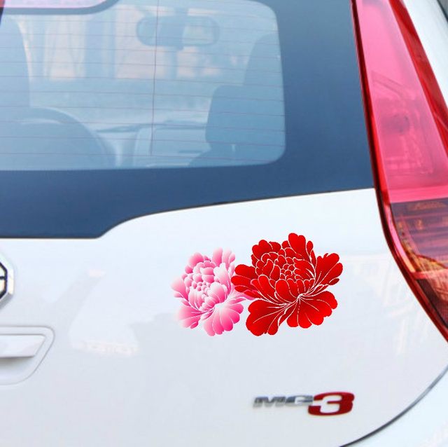 Henghui Car Sticker Peony Flower Bumper Scratch Sticker Scratch Covering Women's Car Decorative Film Waterproof Personality