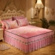 Continental dày bông giường bedspread lụa váy băng mat mat ba mảnh ren có thể tháo rời mùa hè máy lạnh Ruanxi - Trang bị tấm