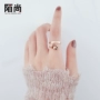 Nhẫn rêu nữ mạ vàng hồng 18k bằng vàng titan màu vàng retro mở đuôi nhẫn Nhật Bản và quà tặng trang sức Hàn Quốc nhẫn bạc nữ