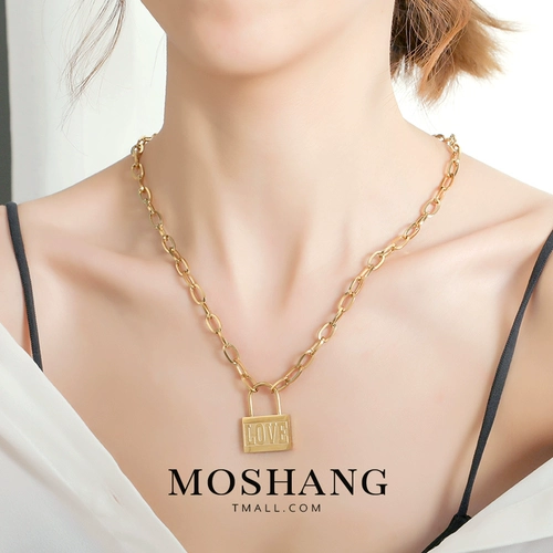 陌尚 Ожерелье из нержавеющей стали, сексуальная цепочка до ключиц, аксессуар, европейский стиль, золото 14 карат, популярно в интернете