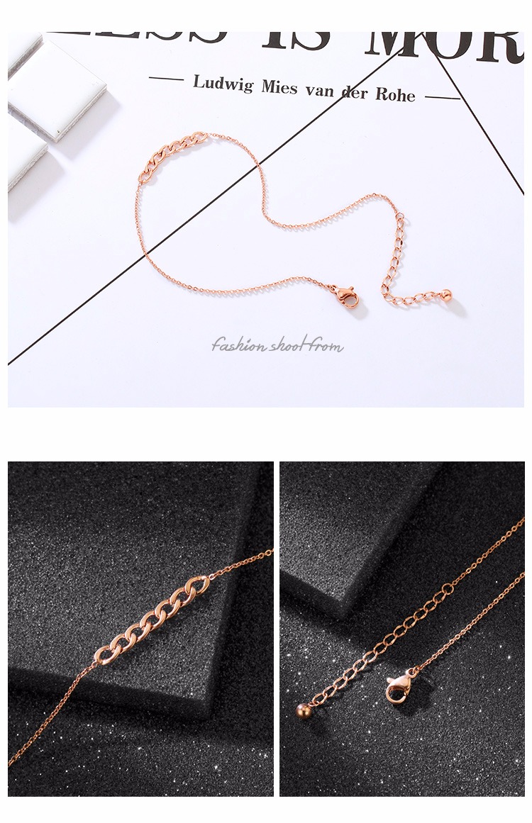 Mo Shang xu hướng mới mạ vàng hồng 18k dây chuyền vòng chân nữ bằng thép titan đơn giản chuỗi chân quà tặng bạn gái lắc chân nữ inox