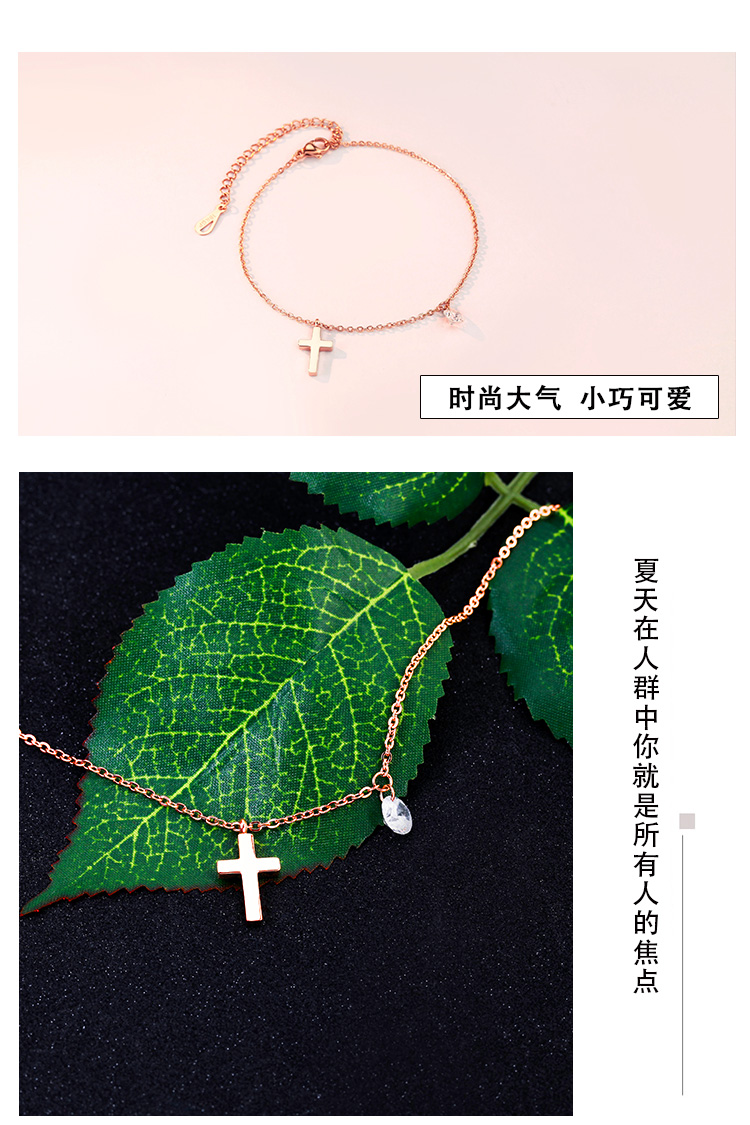 Mo Shang Hàn Quốc khí chất thời trang chéo kim cương đơn vòng chân nữ mạ vàng hồng 18K bằng vàng trang sức lắc chân đẹp độc
