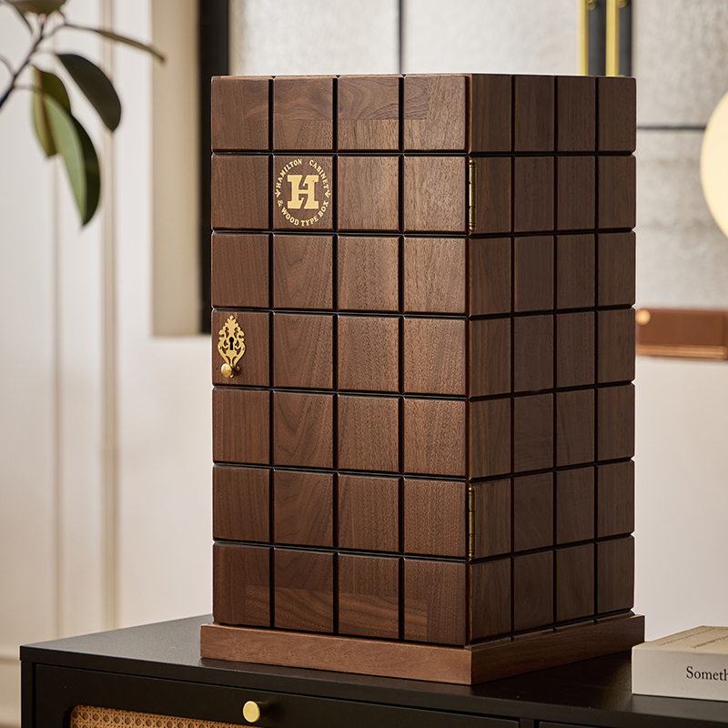 H Brand Magic Cube Cabinet Jewelry Box, Black Walnut Solid Wood Large Capacity Necklace Jewelry Storage, Vintage H Brand Magic Cube Cabinet Jewelry Box, Black Walnut Solid Wood Large Capacity Necklace Jewelry Storage, Vintage