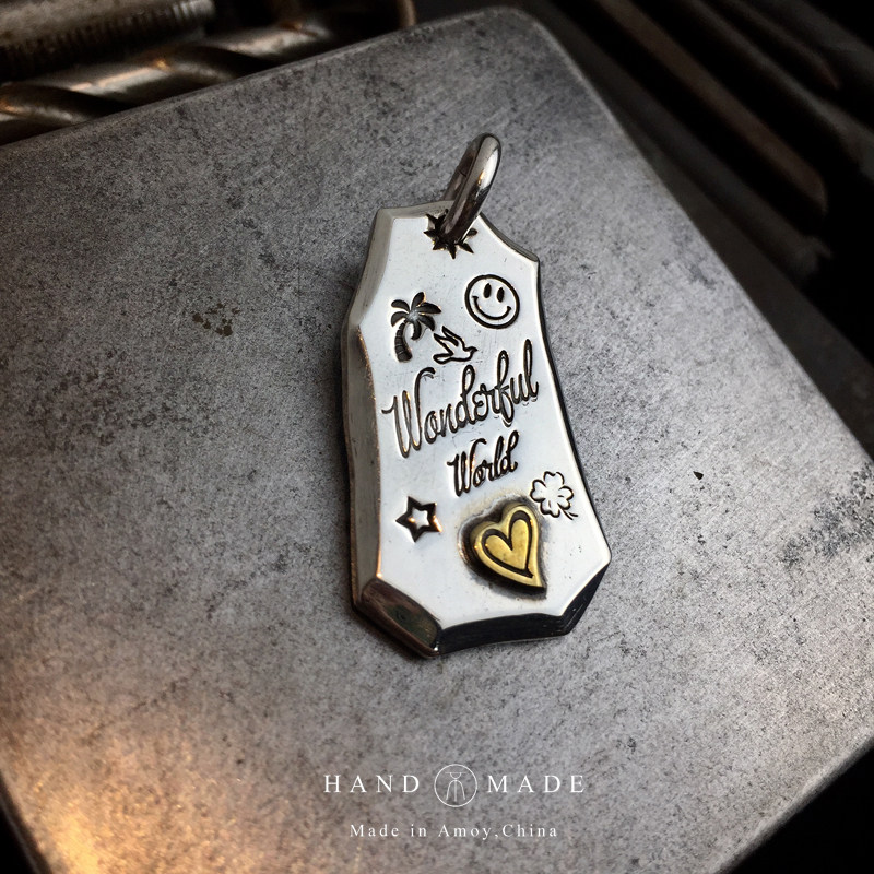 UNEND brand silversmith Ahao new sterling silver lettering long version fashion pendant ampjapan smiley face bwl