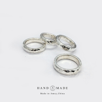 UNEND brand silversmith Ahao handmade sterling silver forged hammered mesh pattern classic ring couple ring