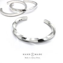 UNEND brand silversmith Ahao classic hand forged sterling silver plain twisted Moebius ring bracelet
