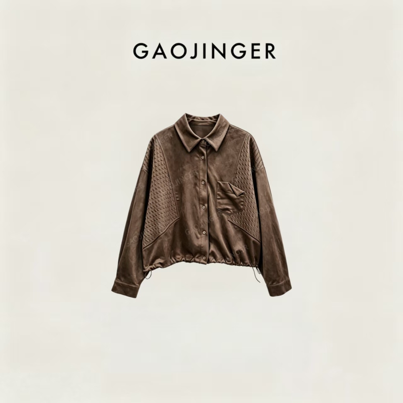 Gao Jing'Er's New Autumn Textured Niche Design Short Shirt with Drawstring Hem Xyy26102Wq