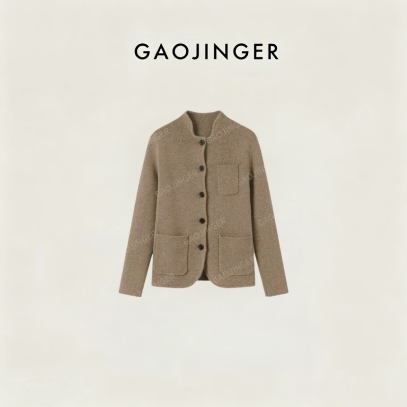 Gao Jing'Er Autumn New 550g High-Weight Retro Women's Loose Round Neck Knitted Sweater Jacket Xyy2680Sq