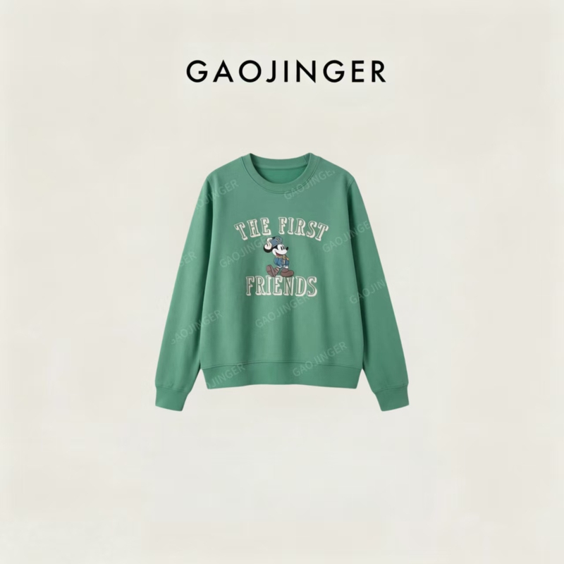 Gao Jing'Er Autumn New Retro Mickey Print Short Sweatshirt Women's Round Neck Loose Casual Top Xyy26188Yq Gao Jing'Er Autumn New Retro Mickey Print Short Sweatshirt Women's Round Neck Loose Casual Top Xyy26188Yq