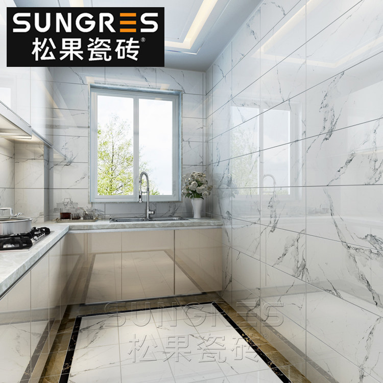 Modern minimal jazz white marble road toilet kitchen tile tile 300 600