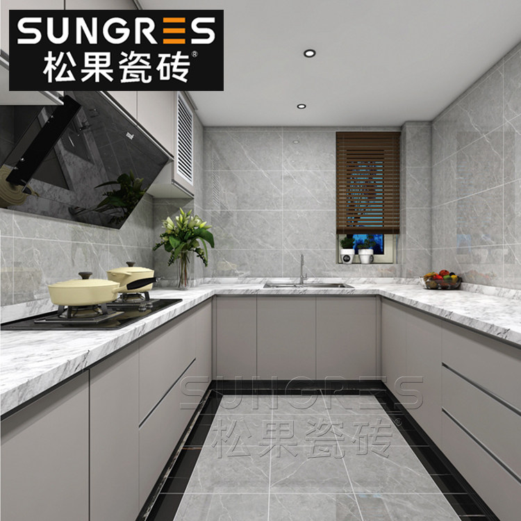 Modern minimalist light gray marble pattern tile bathroom kitchen wall tile floor tile living room floor tile 300600