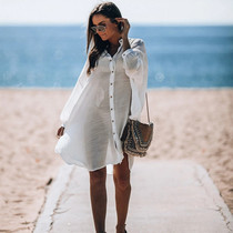 New holiday sunscreen loose long sleeve shirt swimsuit bikini blouse beach skirt coat can be used for women