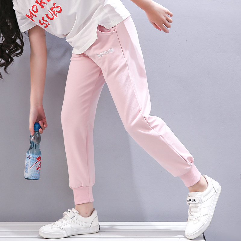 Qingcang cô gái quần Quần bó sát Big Kids Mang ngoại Air Casual Pants Xuân Thu Thin Childrens quần mùa thu.