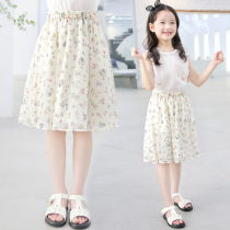 Girls summer dress 2022 summer new childrens clothes summer short skirt in the big boy floral skirt