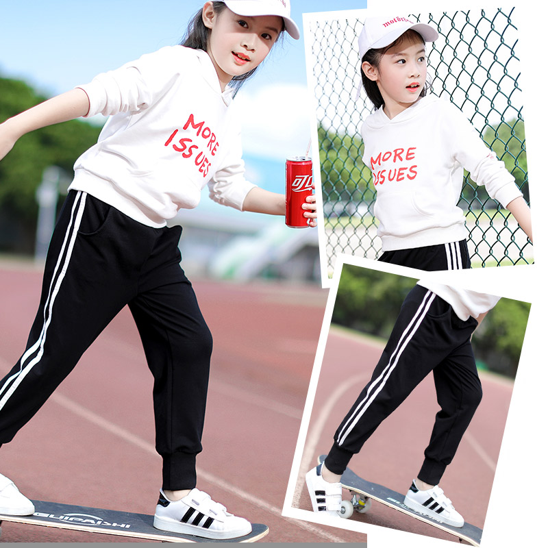 Girls ' autumn suit Ocean school children 2021 new spring and autumn plus velvet net red sweater children's sports casual wear