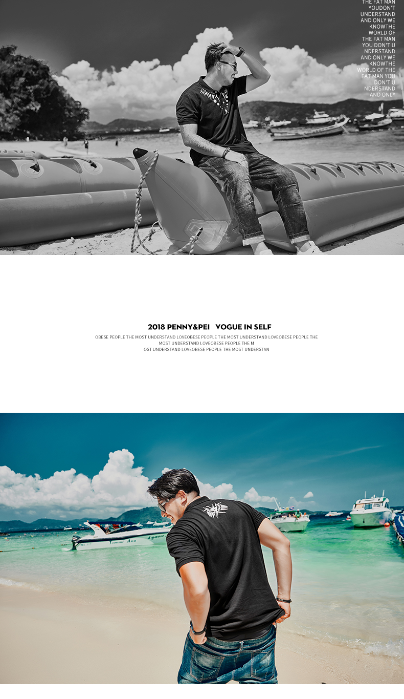 Dệt may hipster thương hiệu kích thước lớn áo polo nam in nam ngắn mỡ cộng với phân bón để tăng áo polo áo poloman