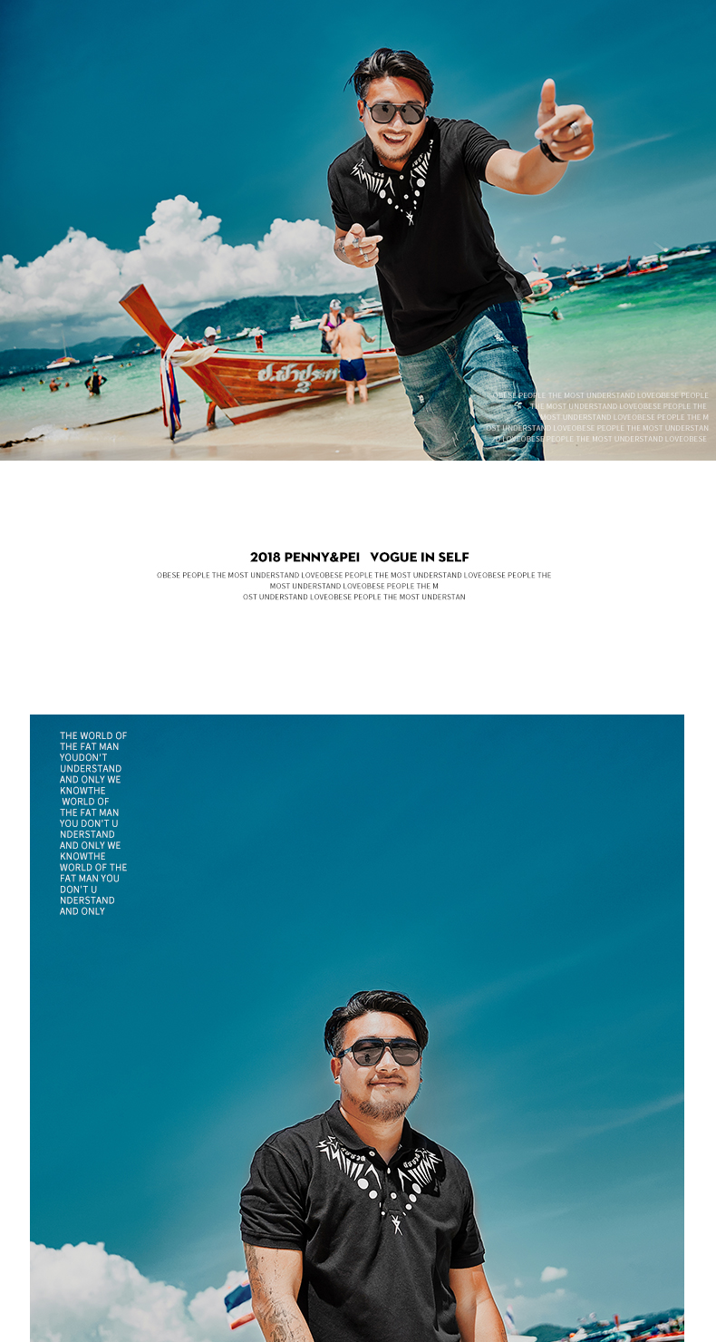 Dệt may hipster thương hiệu kích thước lớn áo polo nam in nam ngắn mỡ cộng với phân bón để tăng áo polo áo poloman