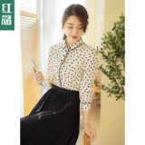 红念 Рубашка, лонгслив, осенняя, 2021 года, городской стиль, яркий броский стиль, по фигуре, свободный прямой крой, из хлопка и льна