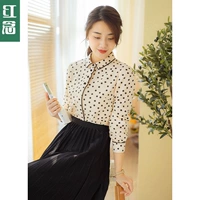 红念 Рубашка, лонгслив, осенняя, 2021 года, городской стиль, яркий броский стиль, по фигуре, свободный прямой крой, из хлопка и льна