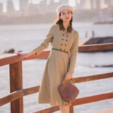 Скрыт до конца!Вы элегантен!Ретро шерстяное платье