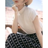 红念 Осенний трикотажный свитер, летняя модная базовая приятная телу футболка, короткий рукав, в западном стиле, изысканный стиль