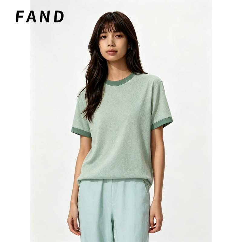 Fand Brand [Bal m] Large Size Summer Couple Outfit Mid-Length Two-Tone Sun Protection Loose Round Neck Short-Sleeve T-Shirt