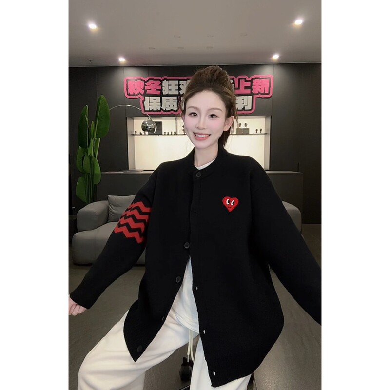 Fand Brand [Chuanjiu] 2026 Autumn and Winter Couple's Striped Loose Cardigan Sweater Knitwear