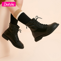 Desa girl shoes 2021 Winter new childrens leather boots Little princess shoes