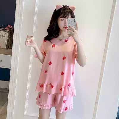 Cotton silk pajamas sleeveless women's summer short-sleeved shorts cotton silk set women's summer dress Korean version of thin sweet and cute home wear
