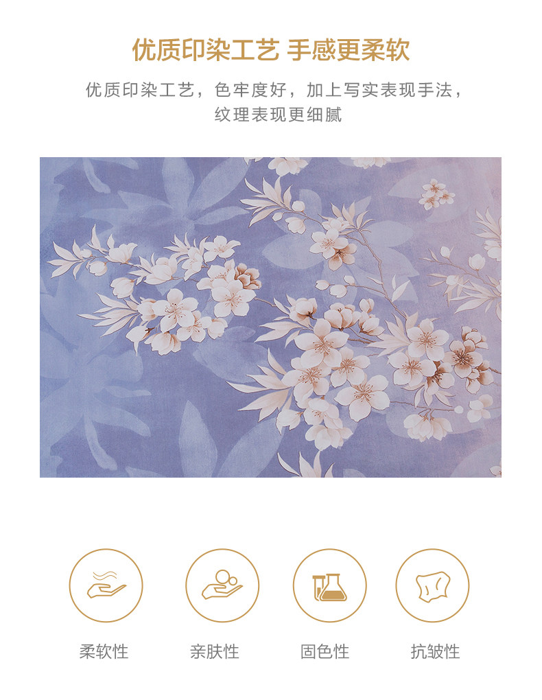 罗莱家纺 40支全棉贡缎四件套 1.8m 220*250cm 图3