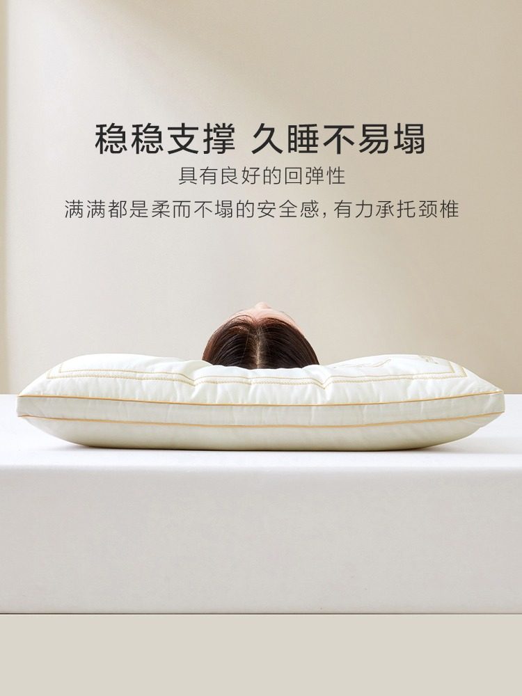 Luolai Home Textile Pillow Core Student Dormitory Single A-Class Antibacterial All-Cotton Mulberry Silk Pillow Neck Protection Pillow Single Pack
