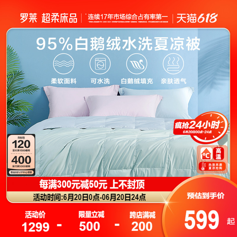 Rolaie Home Textiles Summer Goose Down Quilt Core Air Conditioning Quilted By Students Dorm Room Single Bed Vegetarian Color Washed Down Summer Quilt