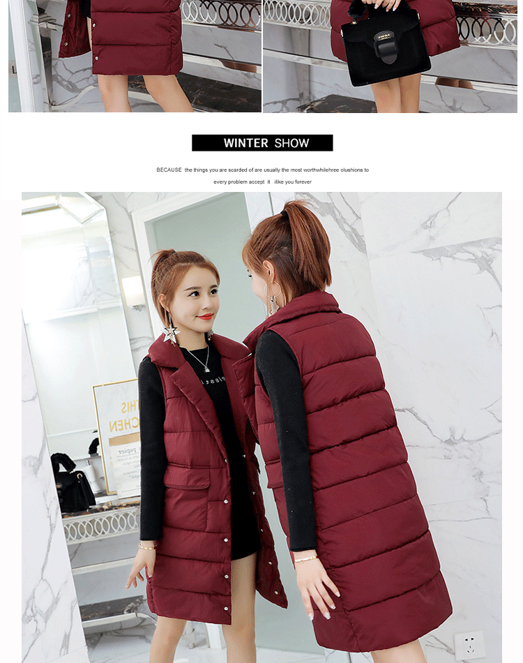 Áo vest cotton nữ dài phần phiên bản Hàn Quốc 2018 thu đông mới phù hợp với đồ vest mỏng bên ngoài áo vest cotton cỡ lớn cho học sinh áo khoác zara nữ
