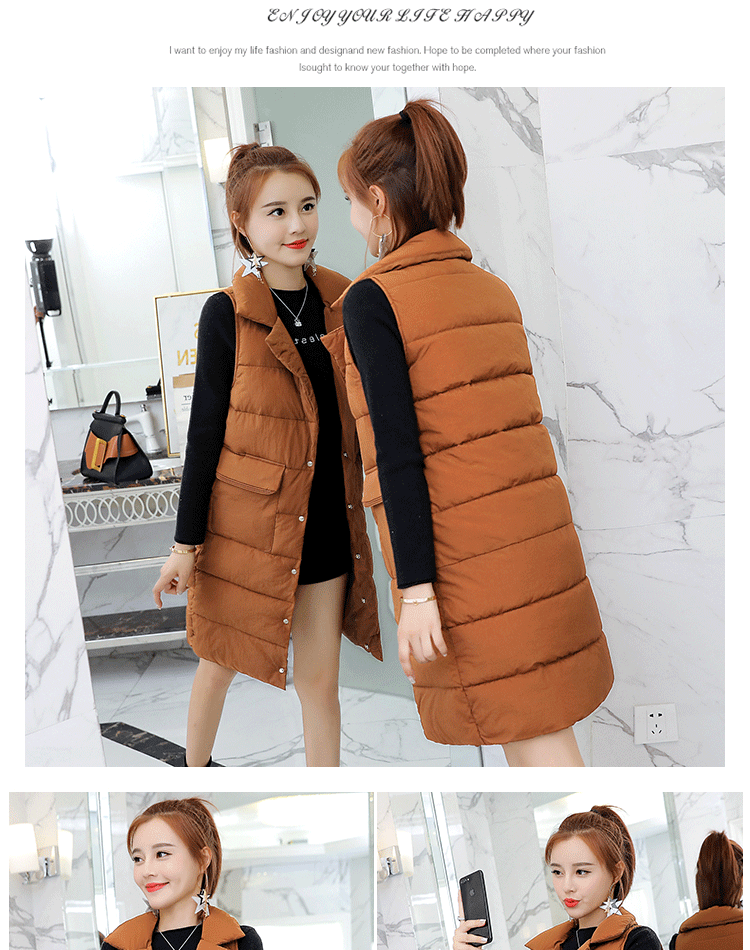 Áo vest cotton nữ dài phần phiên bản Hàn Quốc 2018 thu đông mới phù hợp với đồ vest mỏng bên ngoài áo vest cotton cỡ lớn cho học sinh áo khoác zara nữ