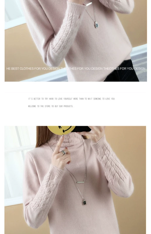 Áo len mùa đông nữ dày trùm đầu 2018 phiên bản mới của Hàn Quốc áo khoác nữ lỏng lẻo xoắn cổ áo dệt kim - Áo len