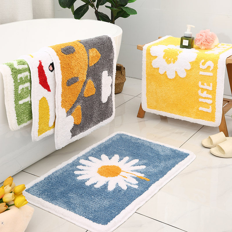 Bathroom Doorway Water Absorbent Ground Mat Makeup Room Non-slip Foot Mat Resistant To Dirty Bathroom Floor Mat Home Washable Wash