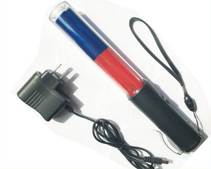 Rechargeable traffic baton firefly LED warning light magnets adsorption hooks red blue double shiny glow sticks