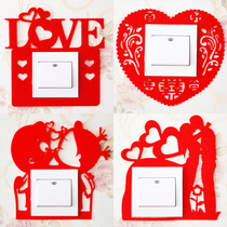 Wedding switch wall sticker big red happy word switch set Creative wedding wedding wedding room decoration fabric decoration supplies