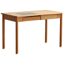 Original elements solid wood desk light luxury cherry wood study table rattan writing desk retro dressing table K9161
