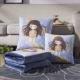 Gối chăn kép sử dụng san hô lông cừu chăn dày mùa đông xe sofa văn phòng đệm ăn trưa nghỉ chăn lớn gối chống đau lưng văn phòng