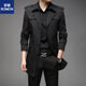 Dad Spring and Autumn Mid-Length-Length Large Windbreaker Men's Casual Business Coat Velvet Thickened Winter Jacket Slim