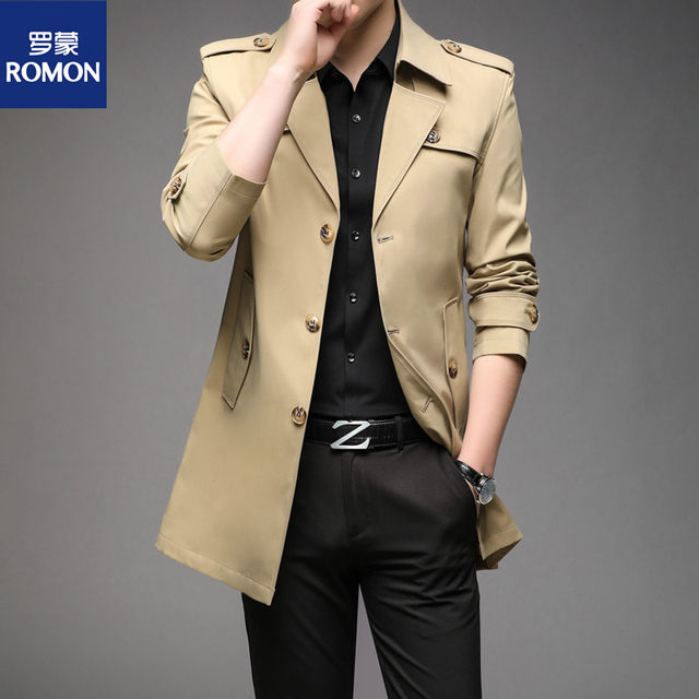 Dad Spring and Autumn Mid-Length-Length Large Windbreaker Men's Casual Business Coat Velvet Thickened Winter Jacket Slim