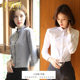 Three-quarter sleeve white shirt for women early spring and autumn 2024 new work clothes fashion professional formal wear gray shirt summer work clothes