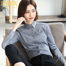 Zemings professional white shirt womens long sleeve overalls Spring and Autumn job interview dress temperament gray overalls shirt