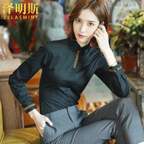 Zumings black professional shirt women long sleeve 2021 spring new niche design work clothes dress shirt