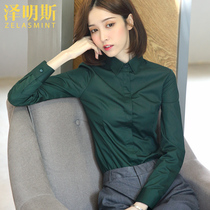 Zumings design sense niche professional black shirt women long sleeve 2021 Spring and Autumn new black green shirt tide
