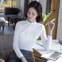 Stand collar white shirt female professional long sleeve work work dress top 2021 Spring and Autumn New Korean version of the base shirt