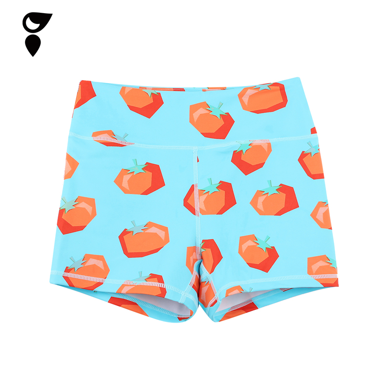 Hardship｜Tomato Cycling Crossfit Quick-Dry Women's Shorts Blue High-Elastic Hip-Lifting Floral Shorts