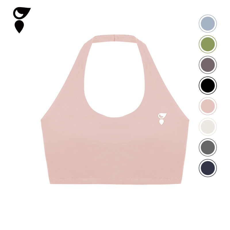 Hardship｜Solid Color Halter Neck Tank Top Training Sports Nude-Feel Beautiful Back Sweat-Absorbent Non-Removable Women's Bra Be