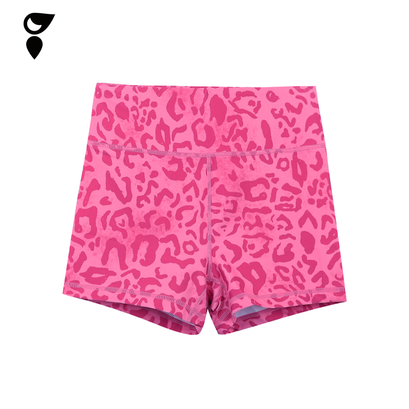Hardship｜Pink Leopard Print Fitness Quick-Drying Sports Waist-Cinching Butt-Lifting Pink Leopard Print Women's Sports Shorts